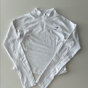 Gymshark Quarter Zip White Long Sleeve